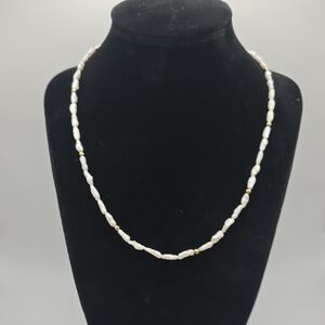 Vintage 14k Yellow Gold Bead Freshwater Rice Pearl Necklace.
